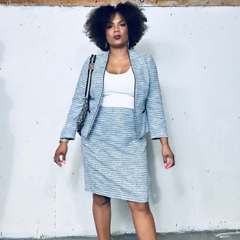 Cleo Blue Pencil Skirt Knee-Length Work, 14P Fits 12/14